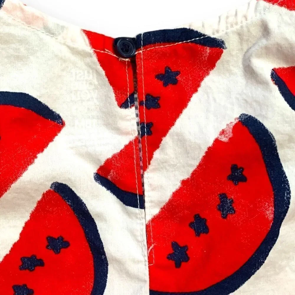 Just One You By Carters One Piece Romper Patriotic Red Watermelon Star Print